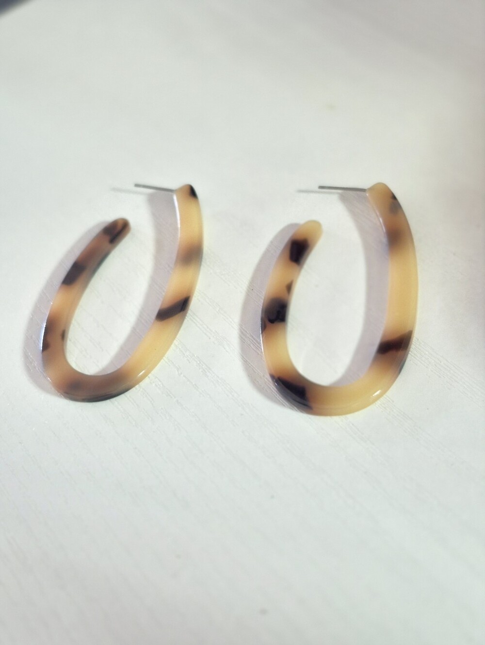 jcpenney Tortoiseshell Oval Hoop Earrings in Beige and Dark Brown